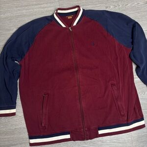 Polo Ralph Lauren Men's Sz 4XLT Raglan Track Jacket Full Zip Burgundy / Blue